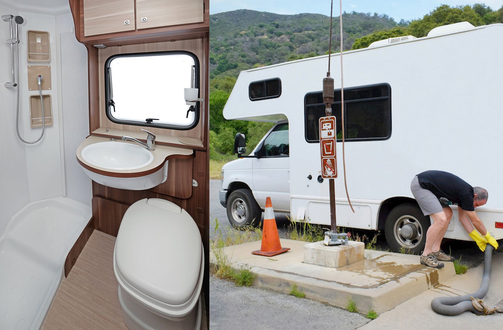 Portable RV/camper toilet and holding tank setup in Jefferson City, Missouri